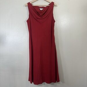 Isabella Bird Women's 16 Silk Red Sleeveless Midi Dress Cocktail Formal